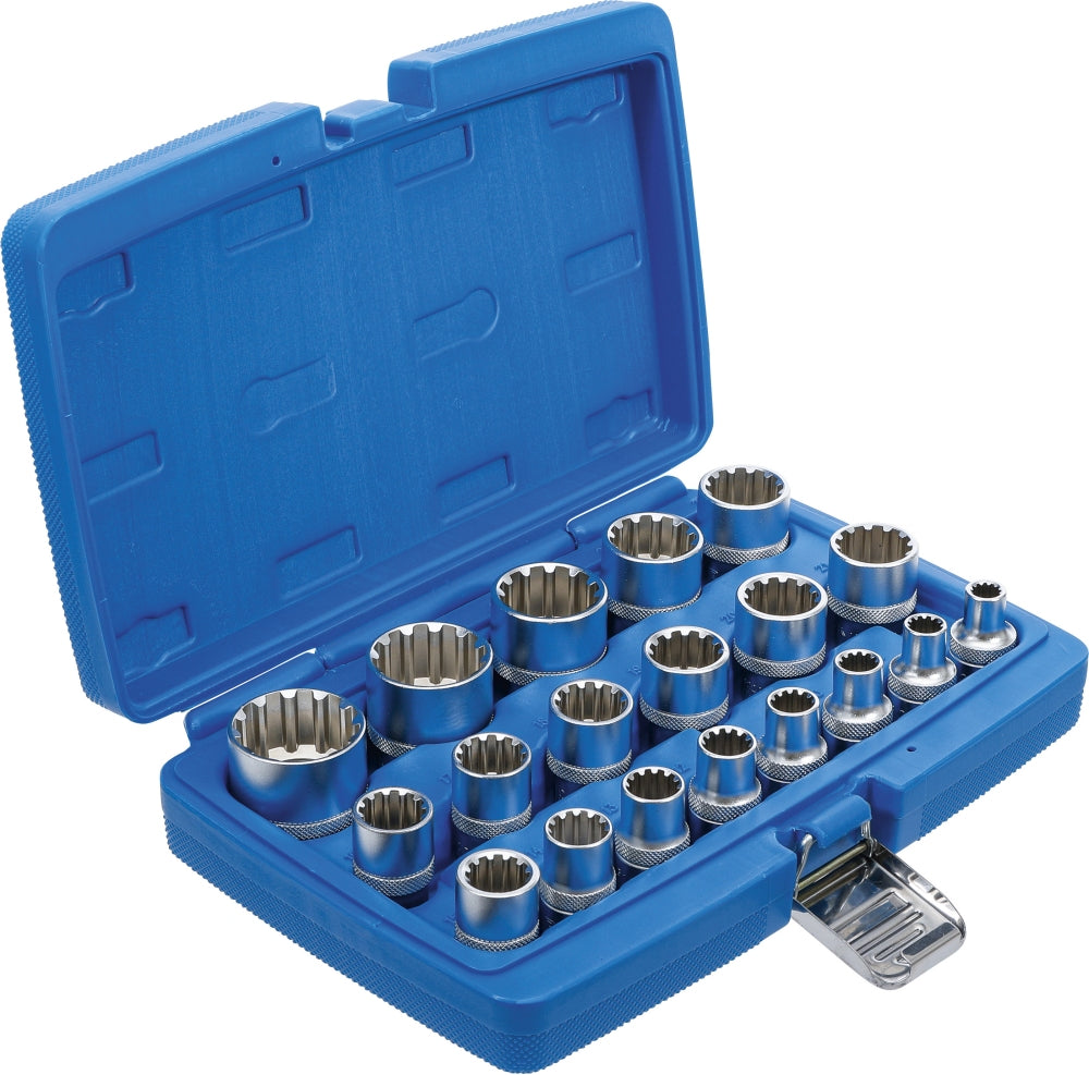 BGS 2152 Satz Steckschlüsseleinsätze Gear Lock Antrieb Innenvierkant 12,5mm (1/2") 19 teilig