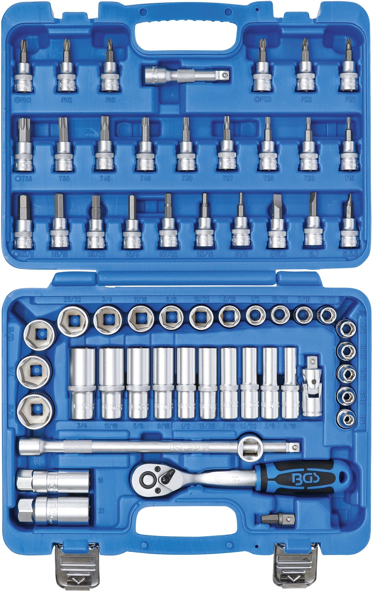 BGS 2215 Satz Steckschlüssel Antrieb 10mm (3/8") Zollgrößen 61 teilig