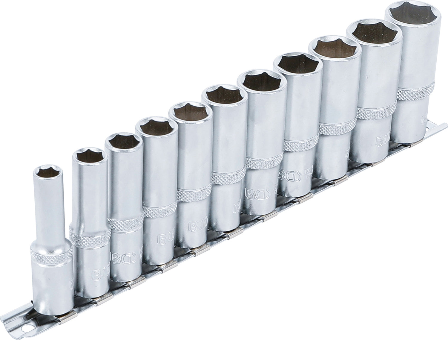 BGS 2222 Satz Tiefbett Nüsse lang 8-19mm Antrieb 10mm (3/8") 11teilig + Halter