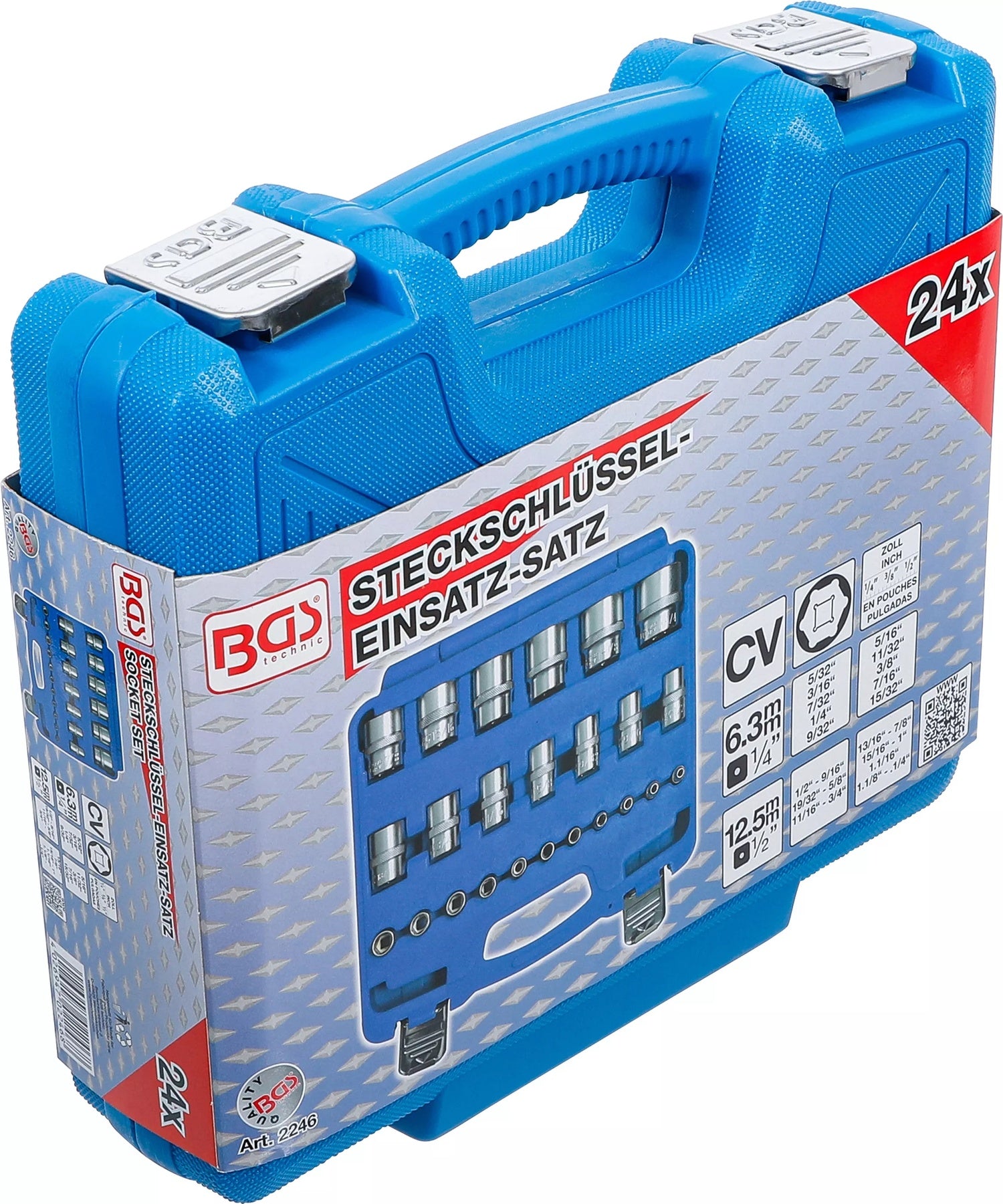 BGS 2246 Satz ZOLL Nüsse Einsätze Antrieb 6,3mm (1/4") & 12,5mm (1/2")