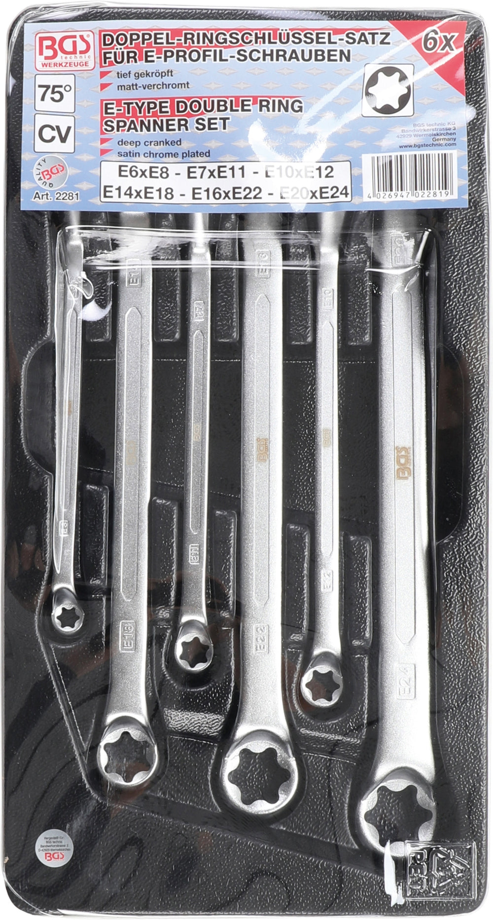 BGS 2281 Satz TORX Ringschlüssel E6-E24 6 teilig warm geschmiedet