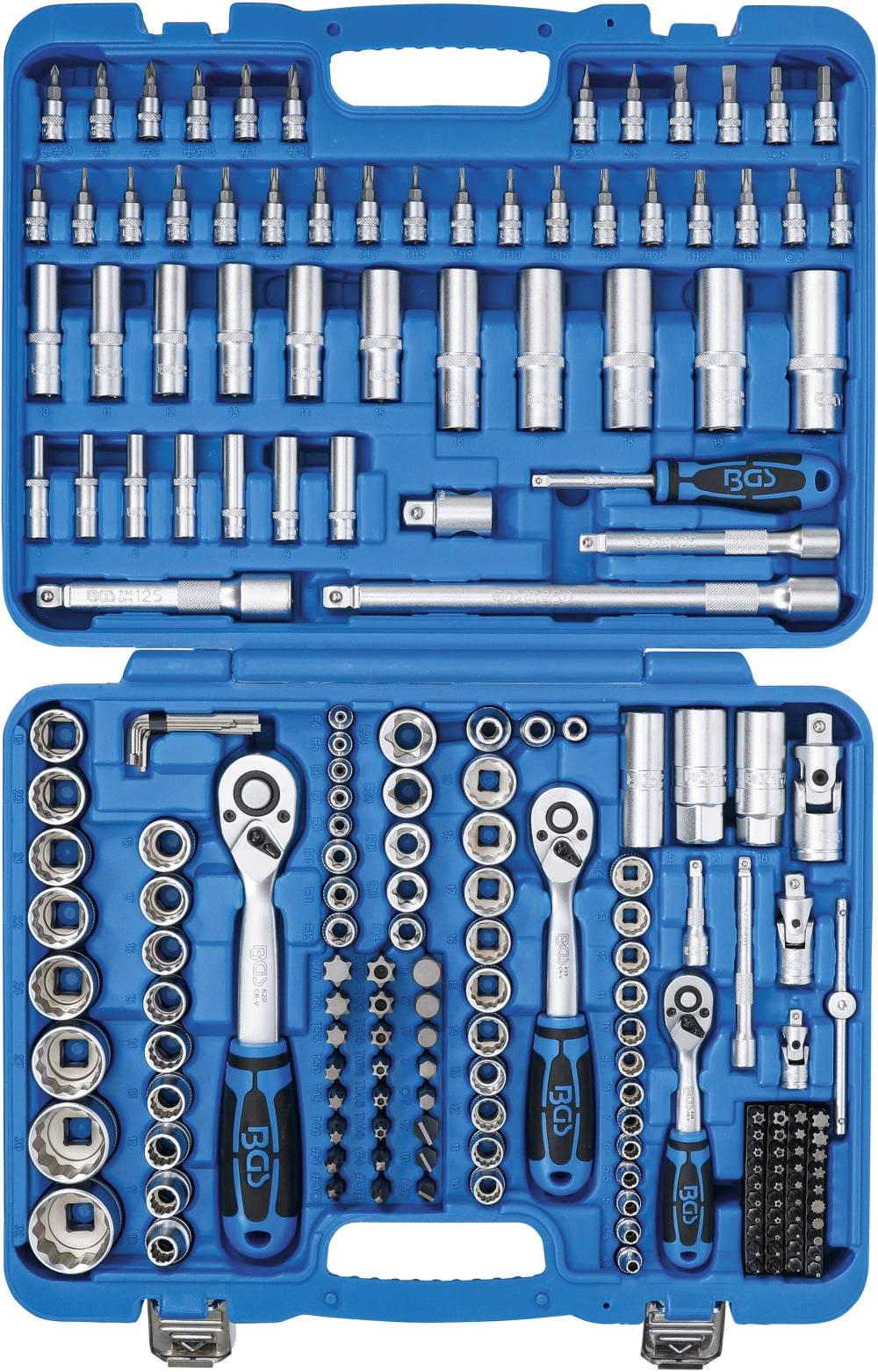 BGS 2286 Satz Steckschlüssel Zwölfkant Antrieb 6,3mm (1/4") & 10mm (3/8") & 12,5mm (1/2") 192 teilig
