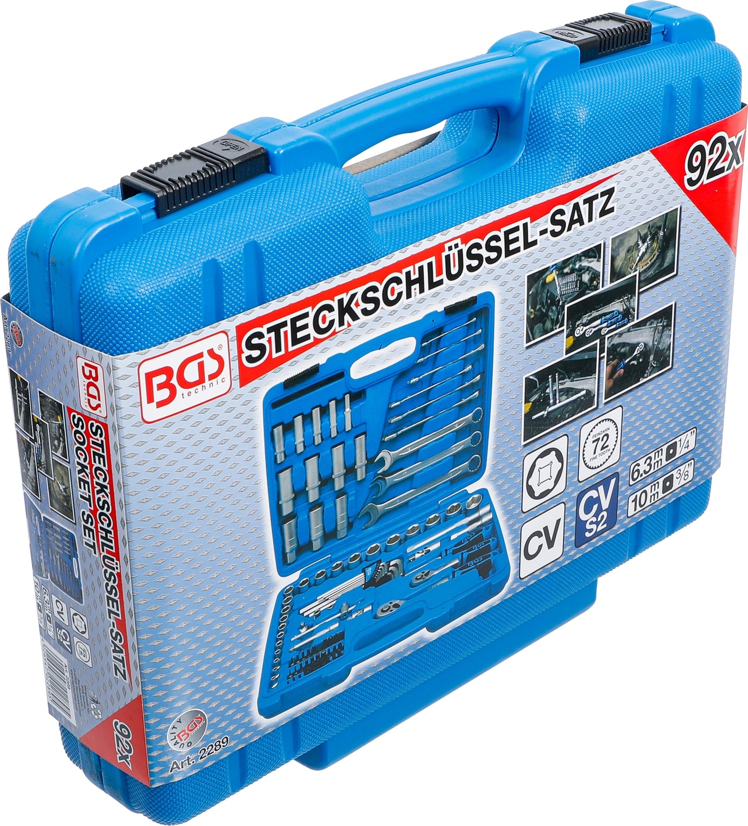BGS 2289 Satz Steckschlüssel Sechskant Antrieb 6,3mm (1/4") 10mm (3/8") 92 teilig
