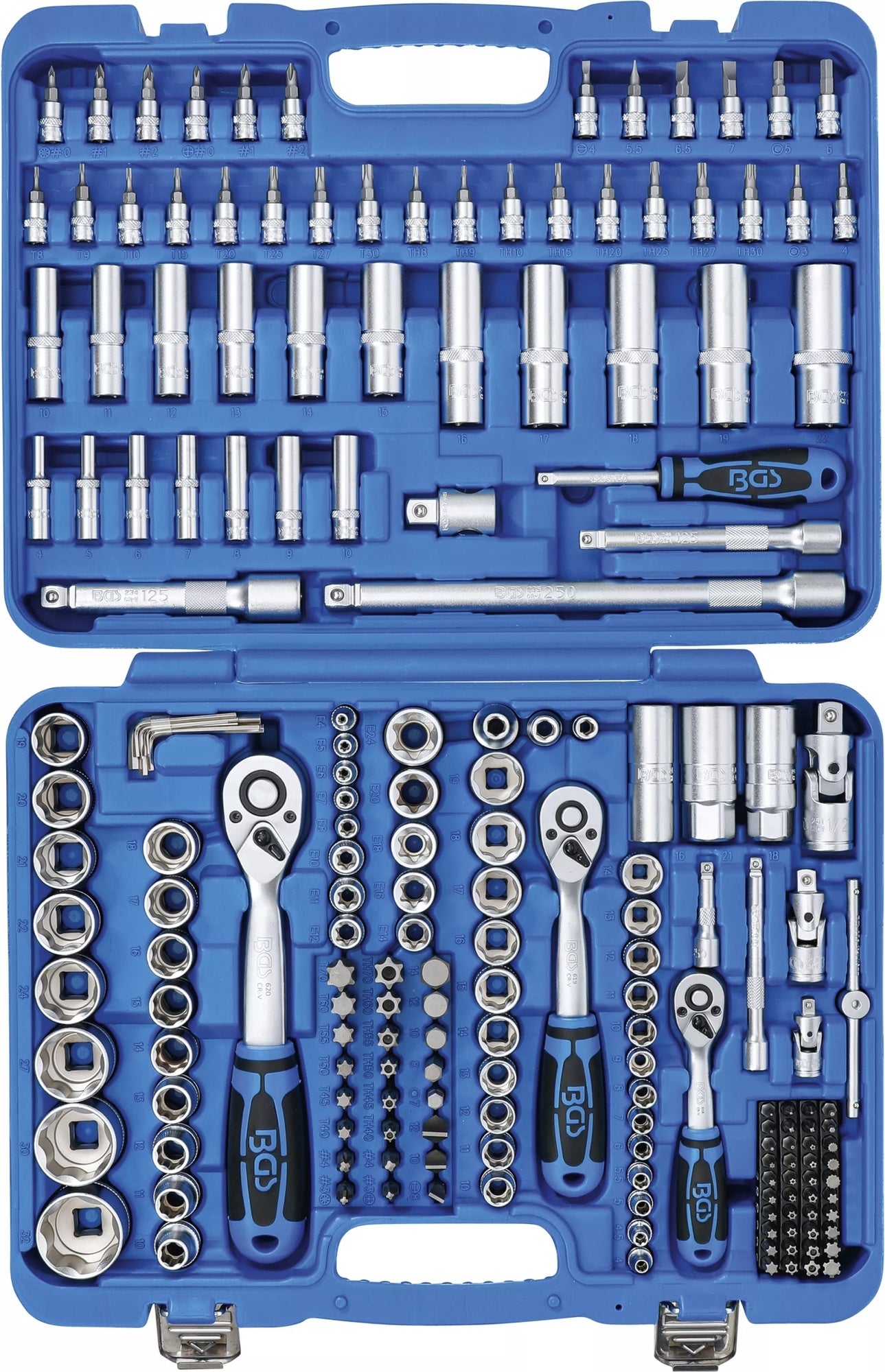 BGS 2292 Werkzeugkoffer 192tlg Antrieb 1/2" + 3/8" + 1/4" mit Nüssen 4-32 + Torx HX Vielzahn