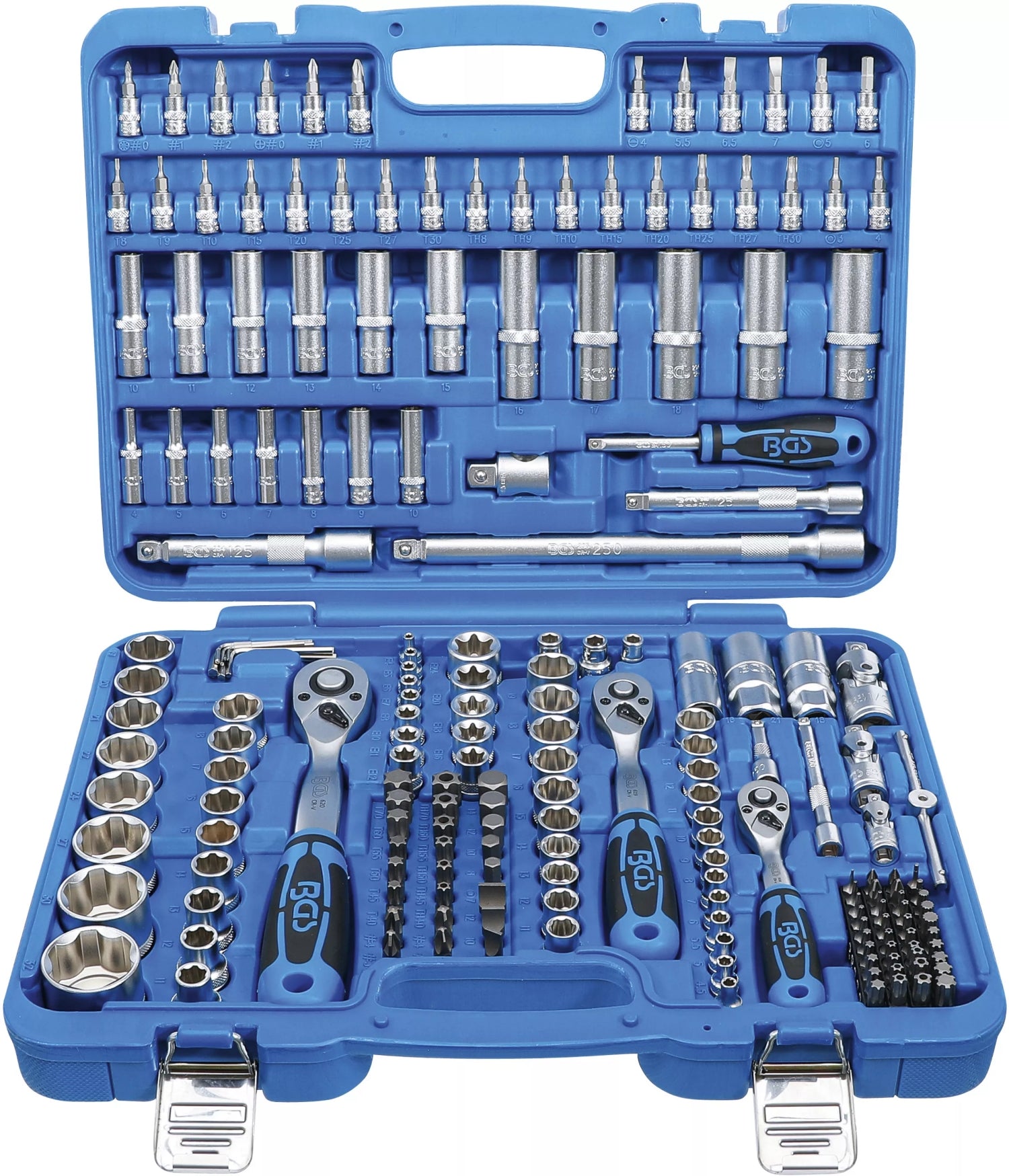 BGS 2292 Werkzeugkoffer 192tlg Antrieb 1/2" + 3/8" + 1/4" mit Nüssen 4-32 + Torx HX Vielzahn