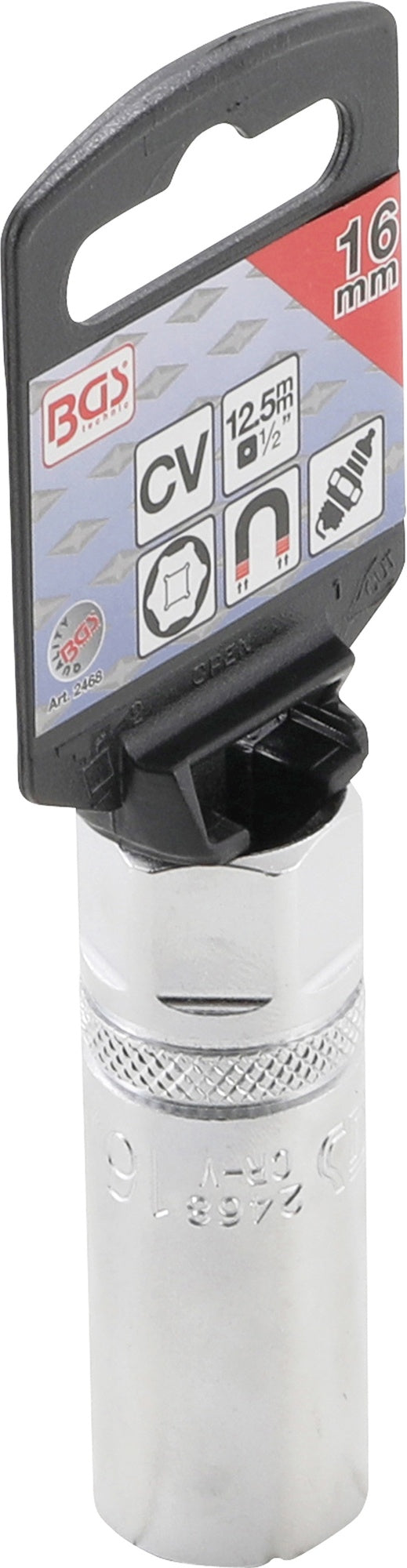 BGS 2468 Zündkerzen Einsatz Sechskant SW 16mm mit Magnet Antrieb 12,5mm (1/2")
