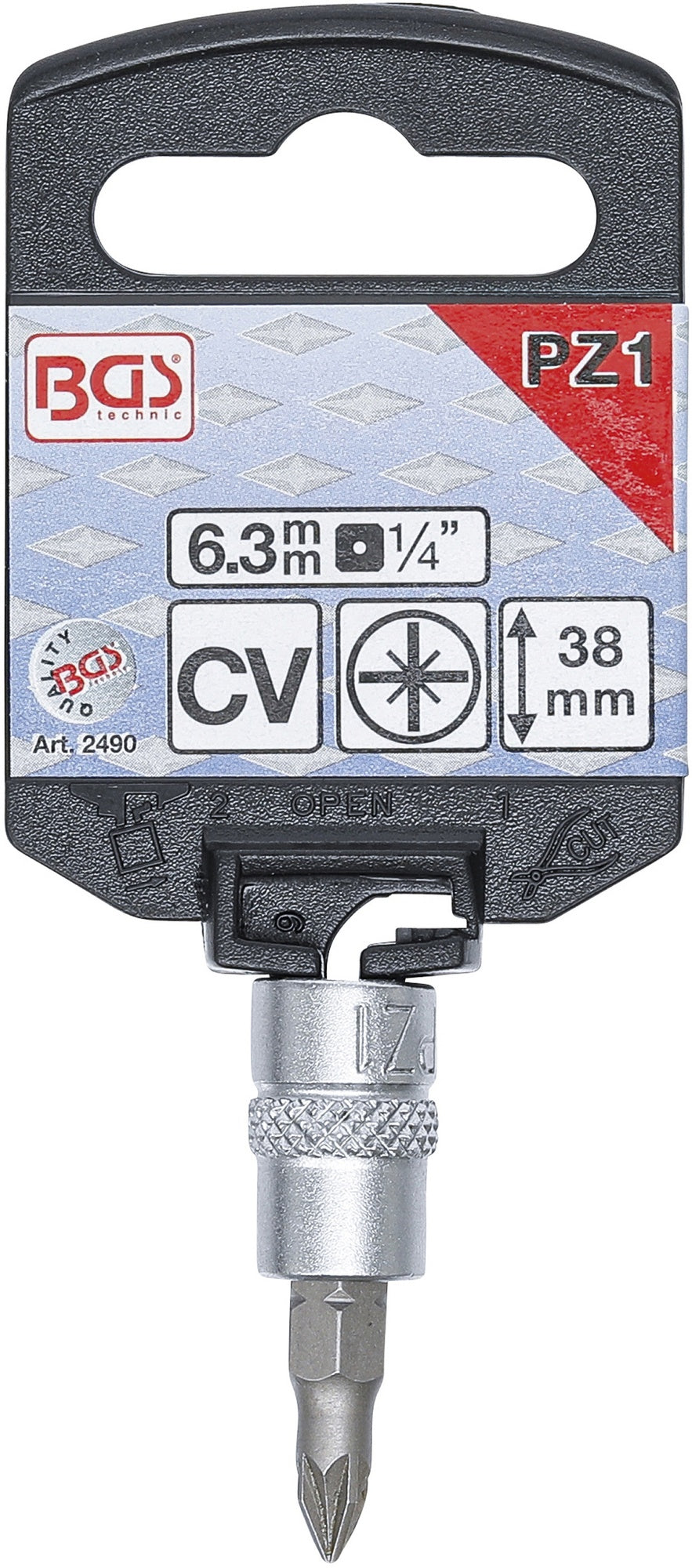 BGS 2490 Biteinsatz Kreuzschlitz Einsatz PZ1 Länge 38mm Antrieb 6,3mm (1/4")