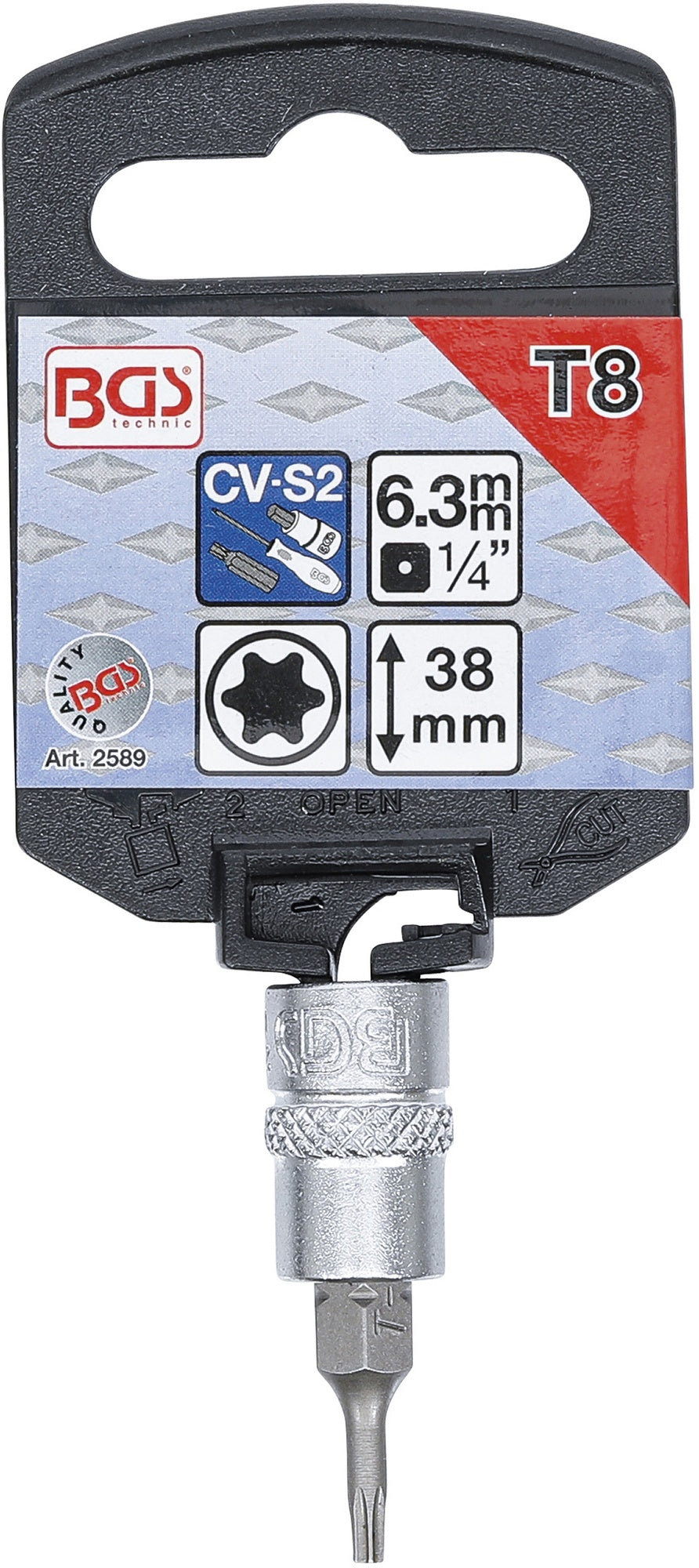 BGS 2589 Biteinsatz T-Profil (für Torx) T8 Länge 38mm Antrieb 6,3mm (1/4")