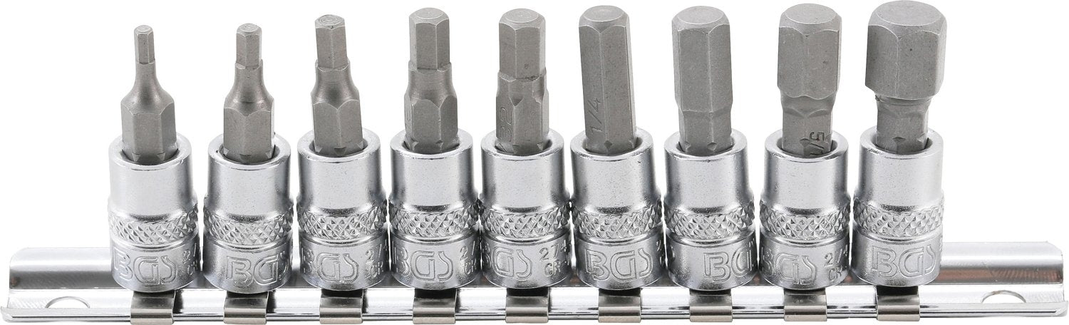 BGS 2749 Satz Biteinsätze Zollgrößen Innensechskant 3/32" - 3/8" Antrieb 6,3mm (1/4")