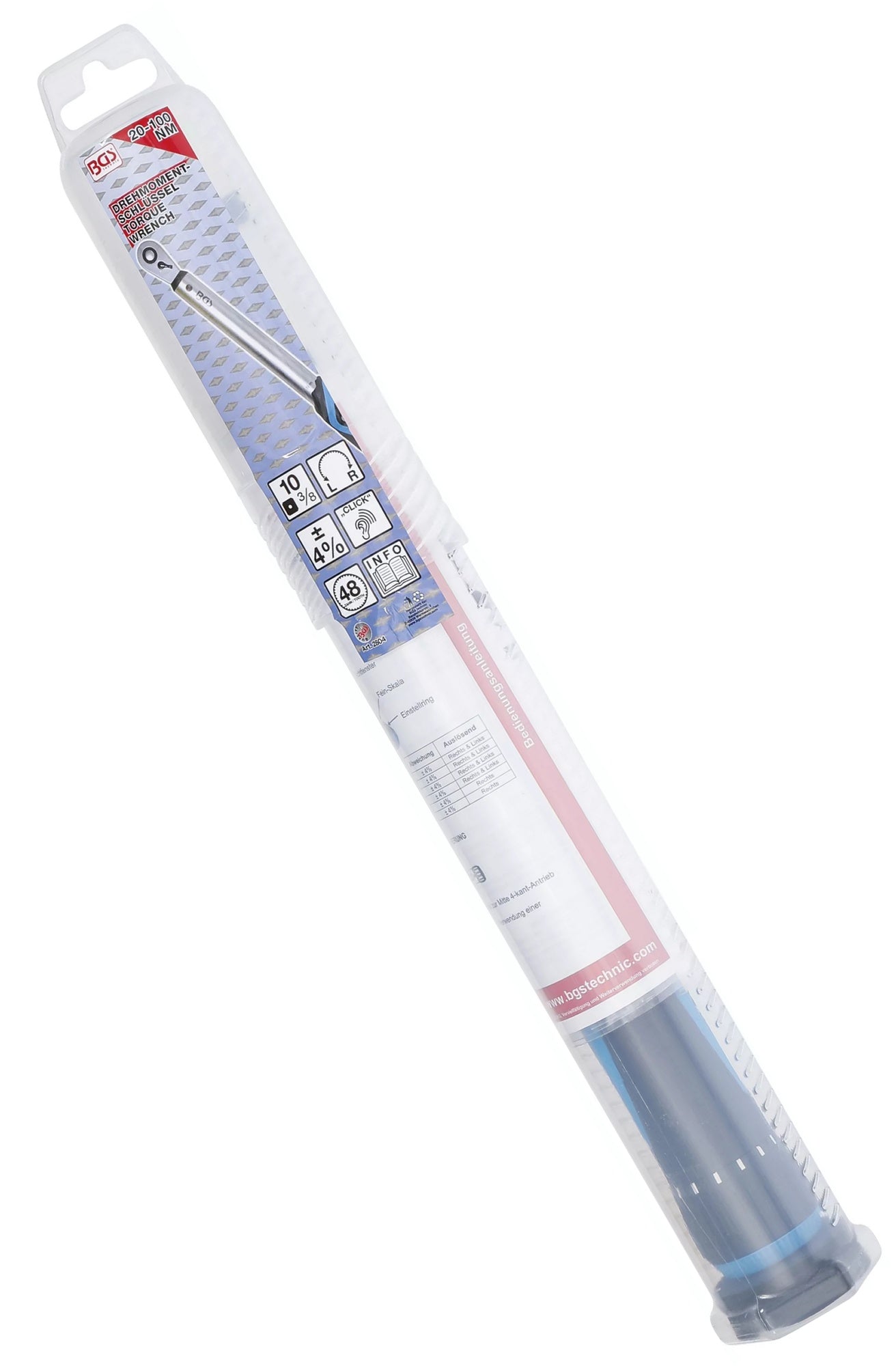 BGS 2804 Drehmomentschlüssel Meßbereich 20-100Nm Abtrieb Außenvierkant 10mm (3/8")