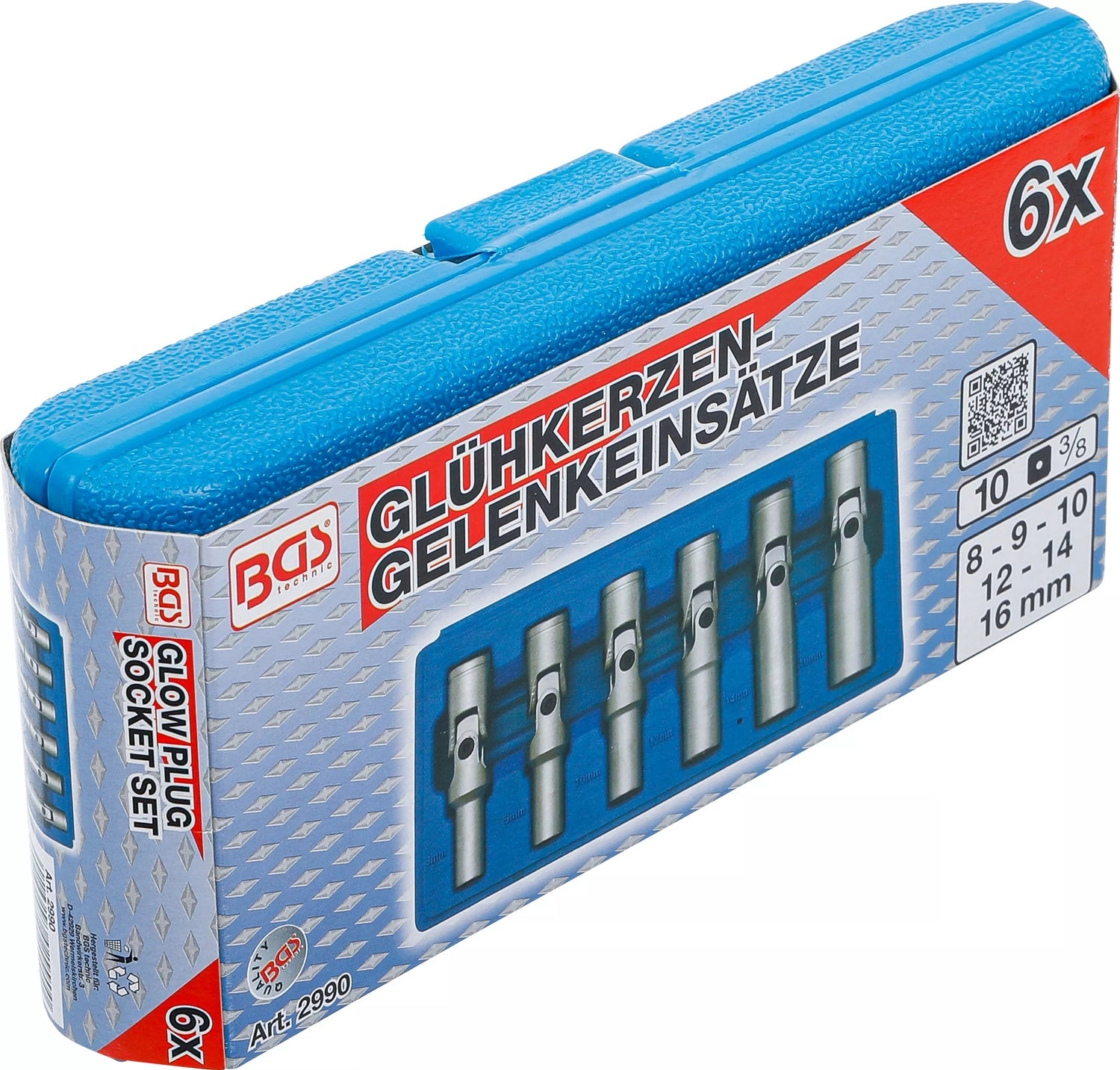 BGS 2990 Satz Universal Glühkerzen Gelenkschlüssel Sechskant SW 8 - 16mm Antrieb 10mm (3/8")