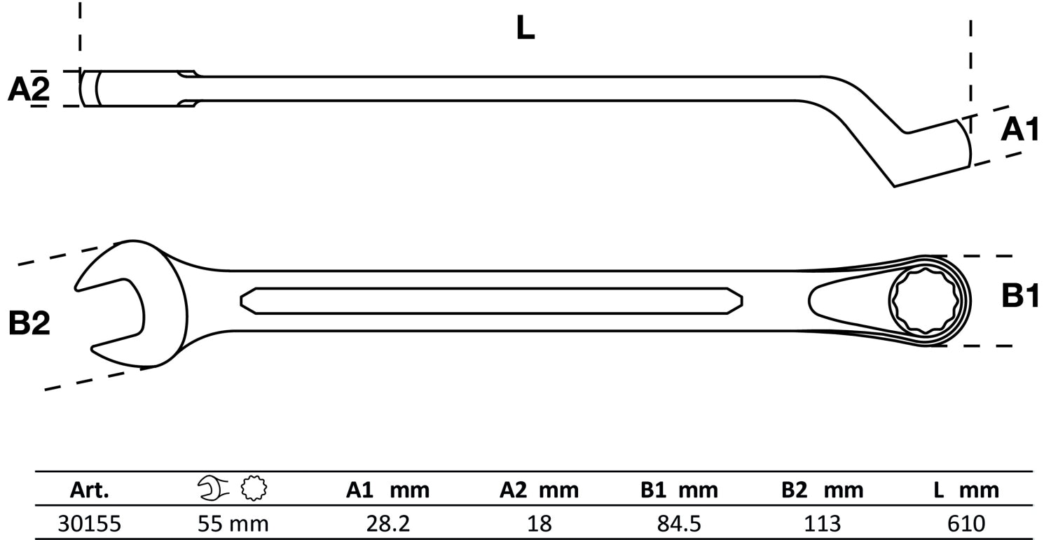 BGS 30155 Ringmaulschlüssel gekröpft SW 55mm metrisch kalt geschmiedet