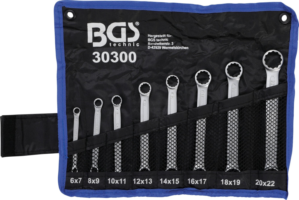 BGS 30300 Satz Doppelringschlüssel extra flach SW 6 - 22mm metrisch 8 teilig kalt geschmiedet