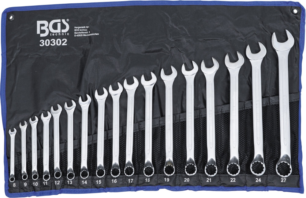 BGS 30302 Satz Ringmaulschlüssel gekröpft SW 8 - 27mm metrisch 17 teilig