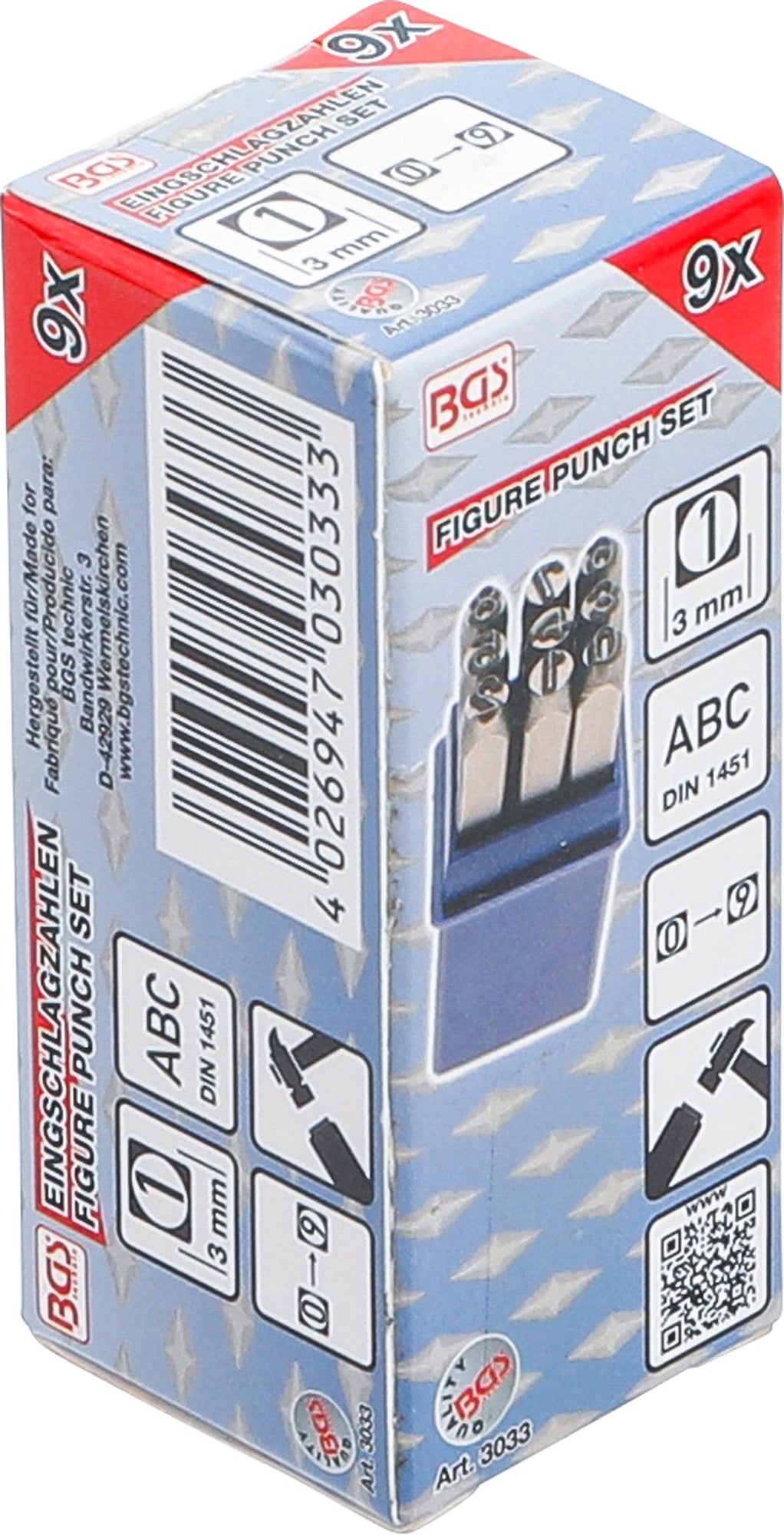 BGS 3033 Einschlagzahlen Höhe 3mm im Kästchen aus Kunststoff