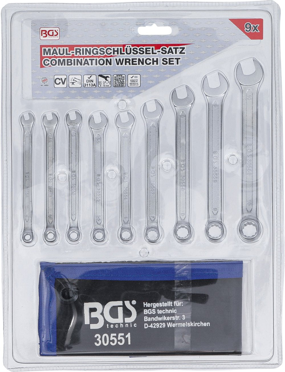 BGS 30551 Satz Maul-Ringschlüssel SW 4 - 10mm 9-teilig