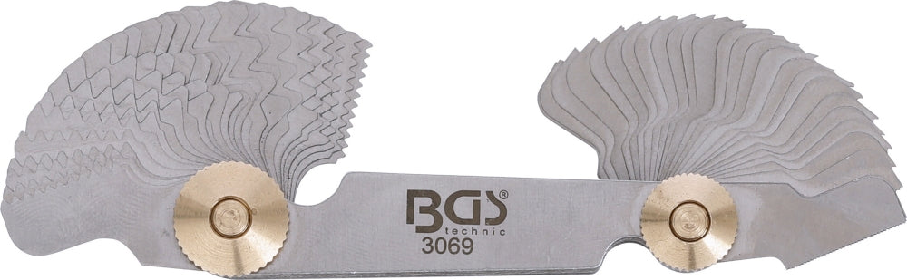 BGS 3069 Doppel Gewindelehre / Gewindeschablone metrisch / Whitworth 52 Blatt