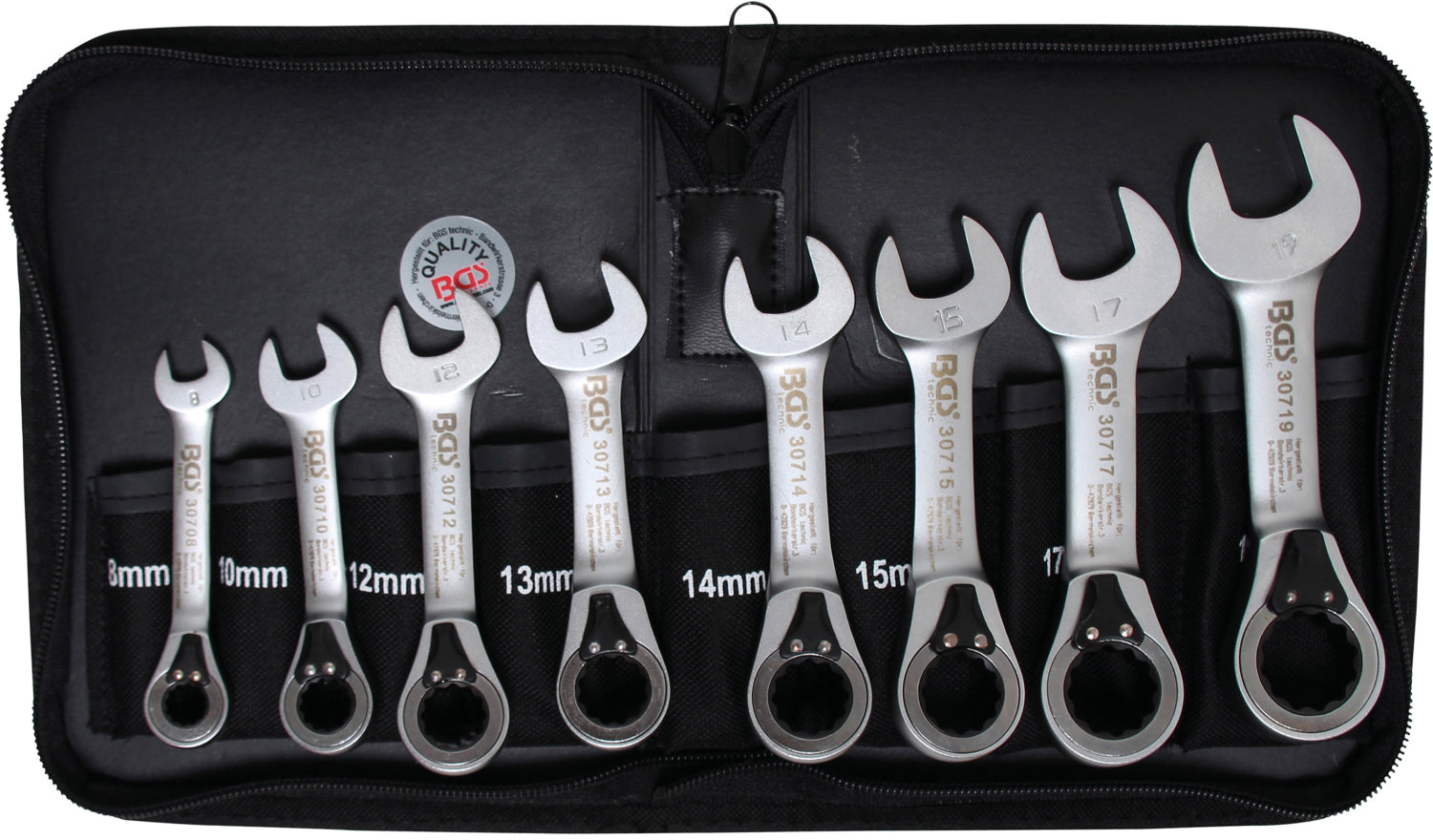 BGS 30720 Satz Maulschlüssel Ratschenring umschaltbar SW 8 - 19mm 8 teilig