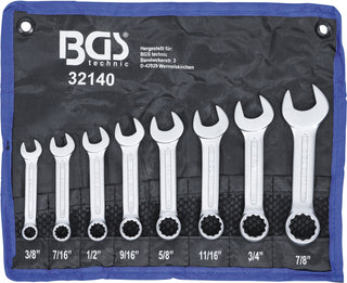 BGS 32140 ZOLL Satz Ring Maulschlüssel Satz EXTRAKURZ 8 teilig