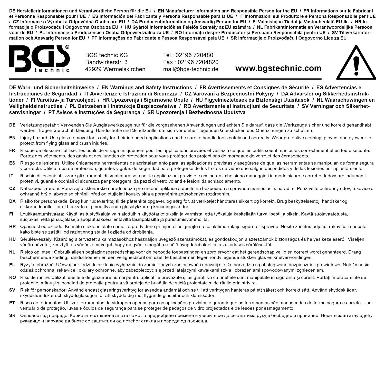 BGS 3218 Druckluft Ausglaser Window Cutter zum Ausglasen