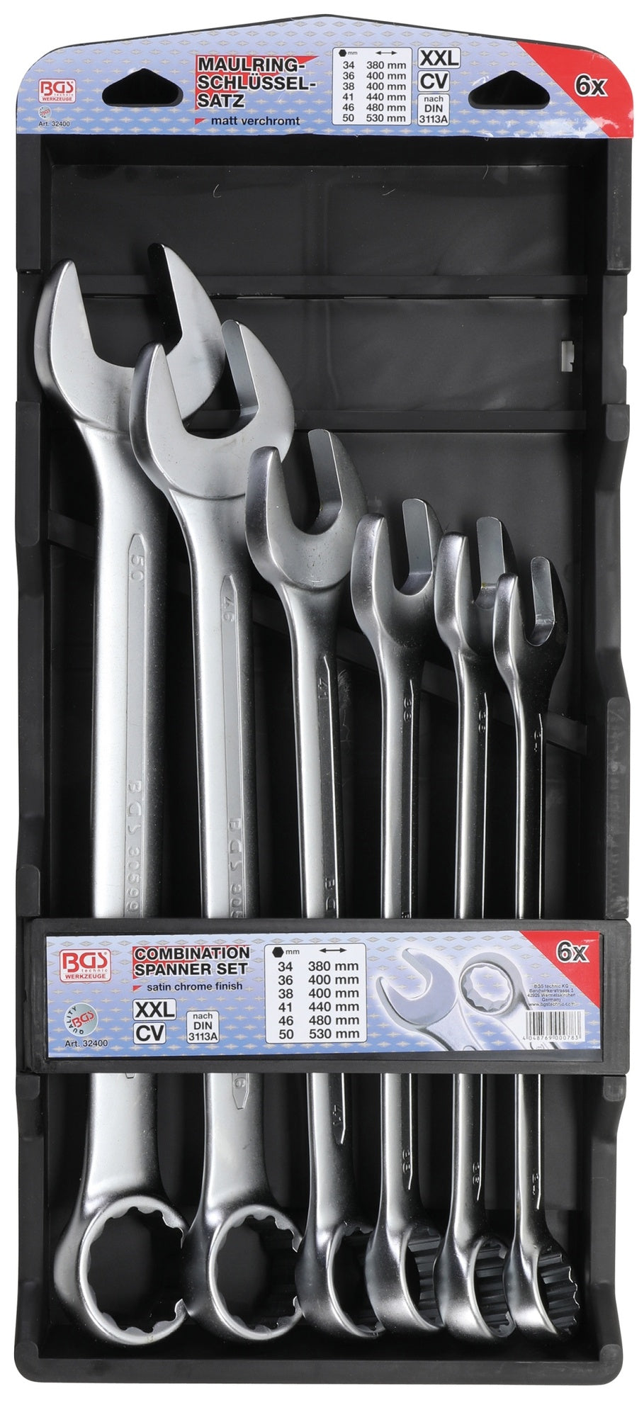 BGS 32400 Satz Ringmaulschlüssel extra lang SW 34 - 50mm metrisch 6 teilig