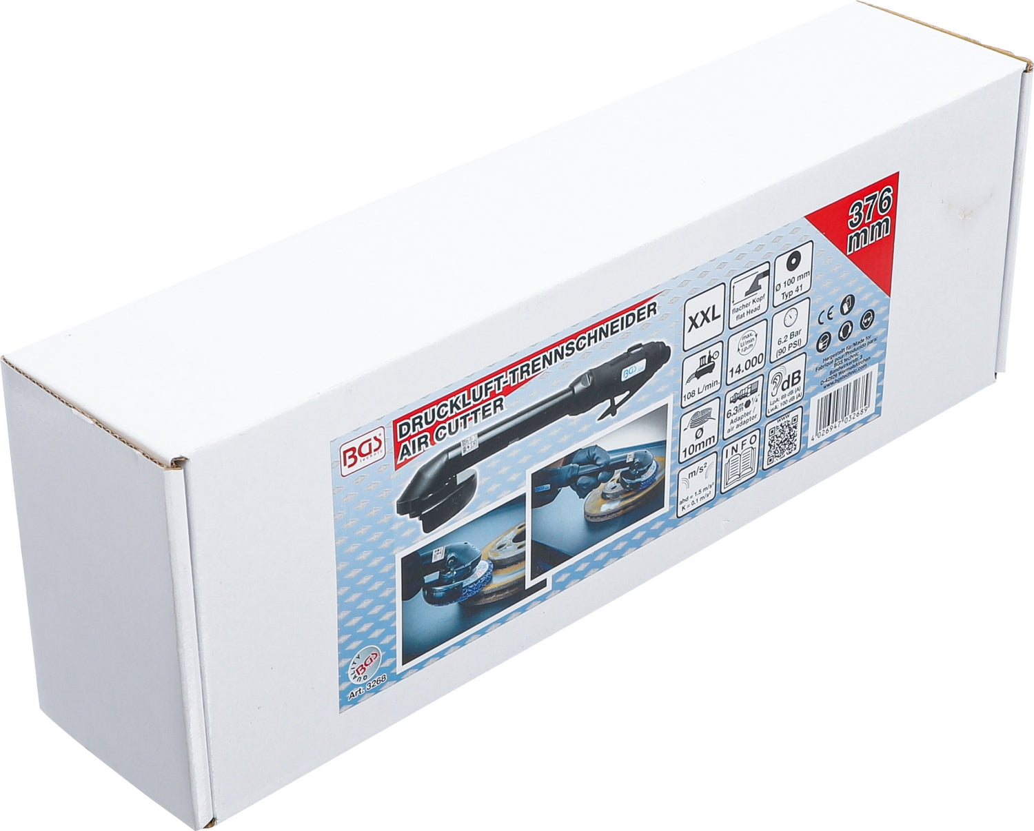 BGS 3268 Druckluft Trennschneider extra lang flacher Kopf Länge 376mm