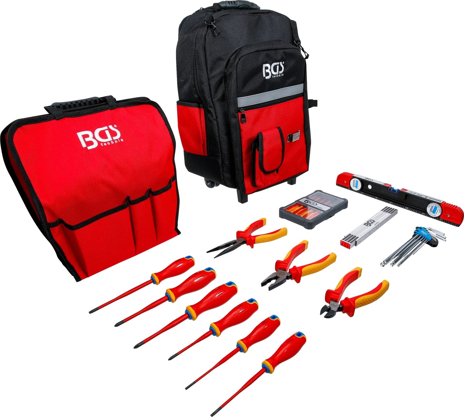 BGS 3348 VDE Werkzeugrucksack mit Teleskopgriff fahrbar 27 teilig Werkzeug Sortiment