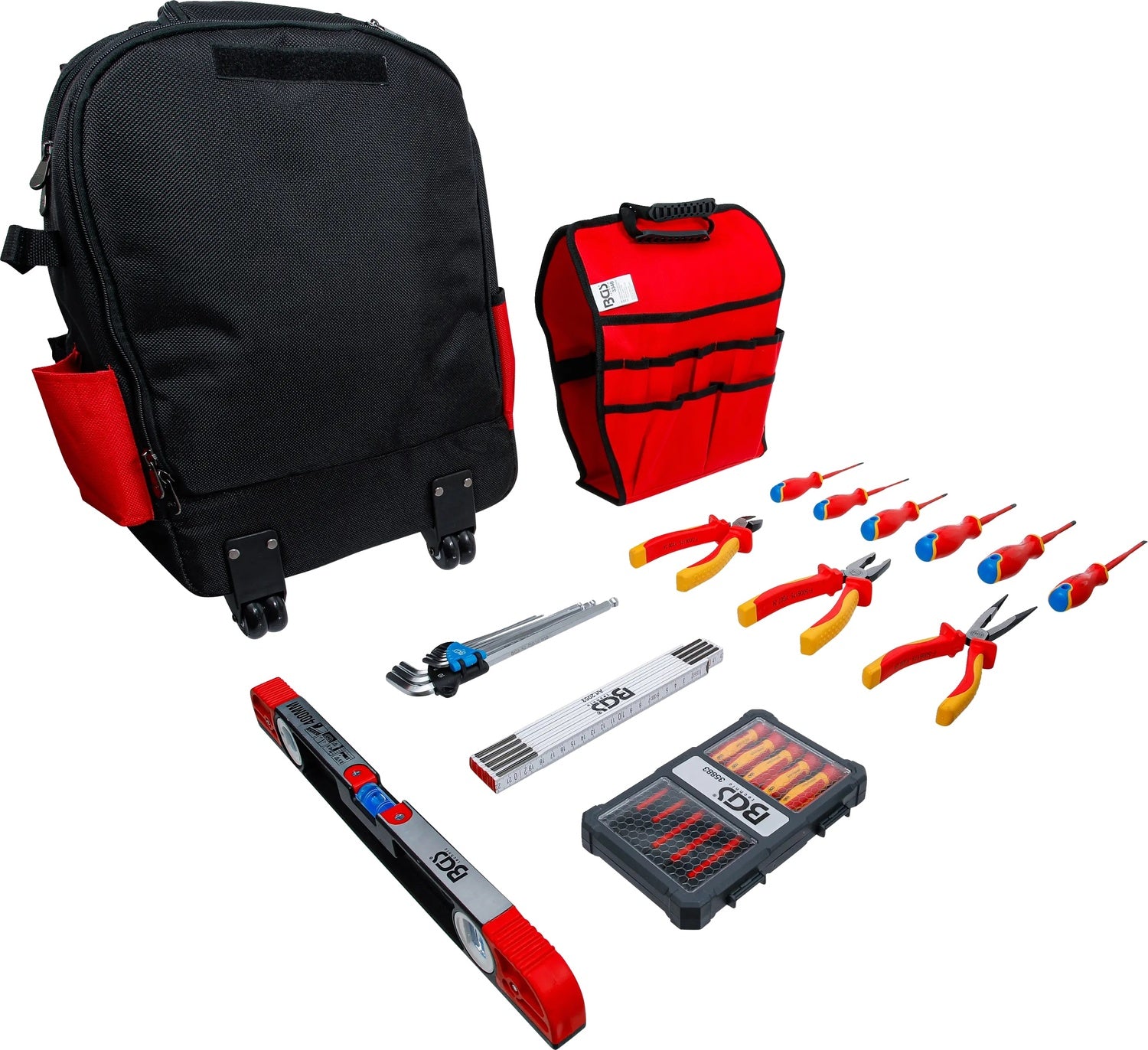 BGS 3348 VDE Werkzeugrucksack mit Teleskopgriff fahrbar 27 teilig Werkzeug Sortiment