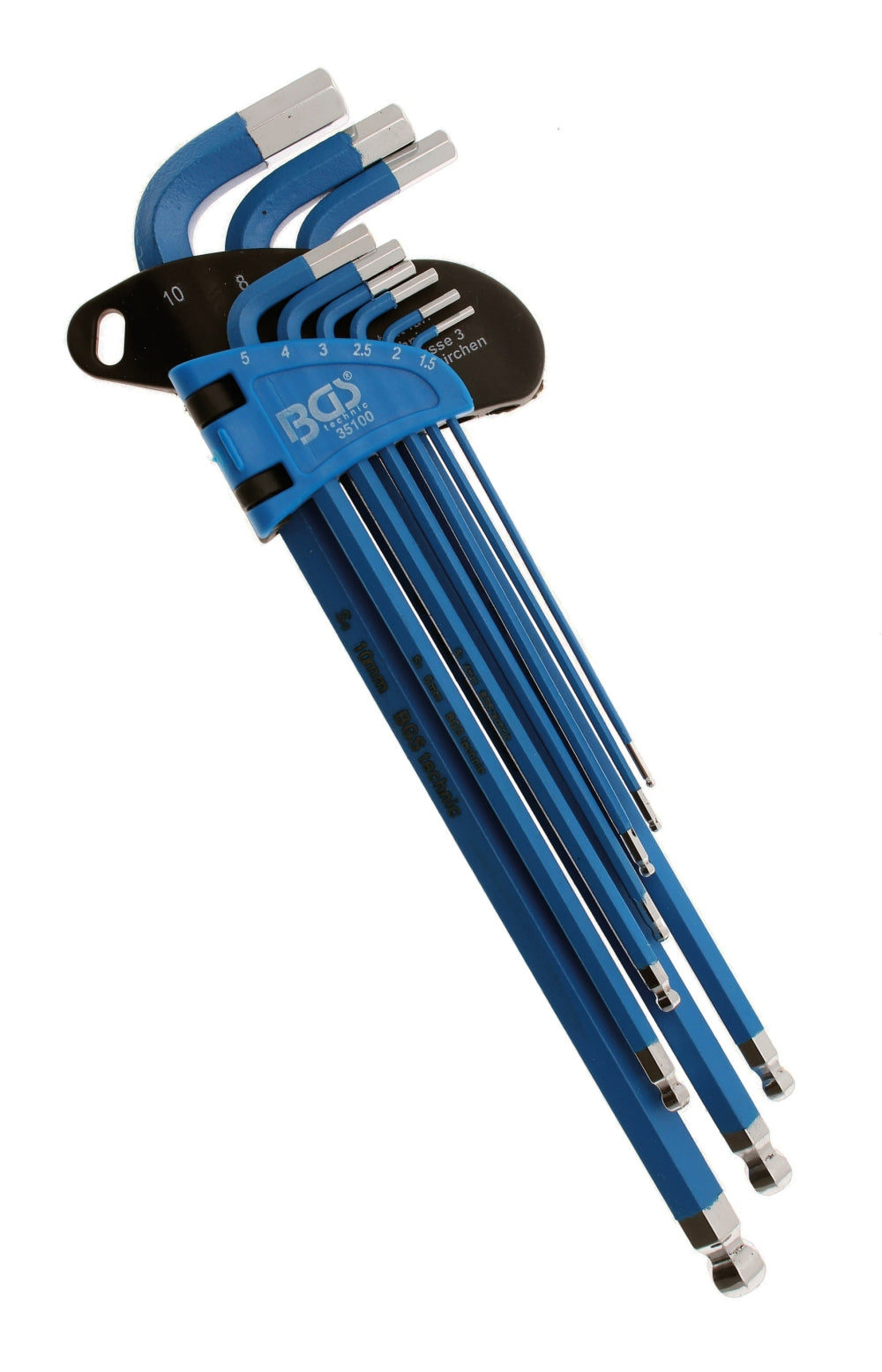 BGS 35100 Satz Winkelschlüssel extra lang Innensechskant / Innensechskant mit Kugelkopf 1,5 - 10mm 9 teilig