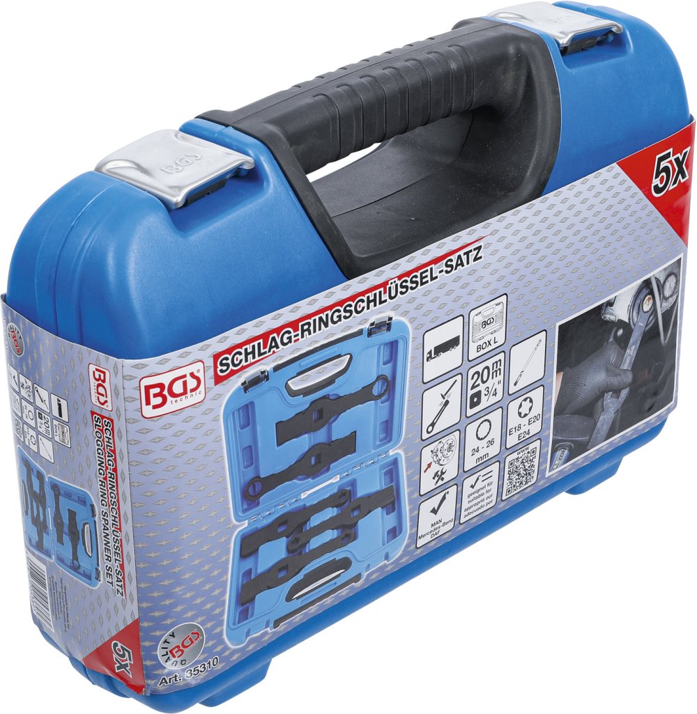 BGS 35310 Satz Schlagringschlüssel Zwölfkant / E-Profil (für Torx) 5-teilig