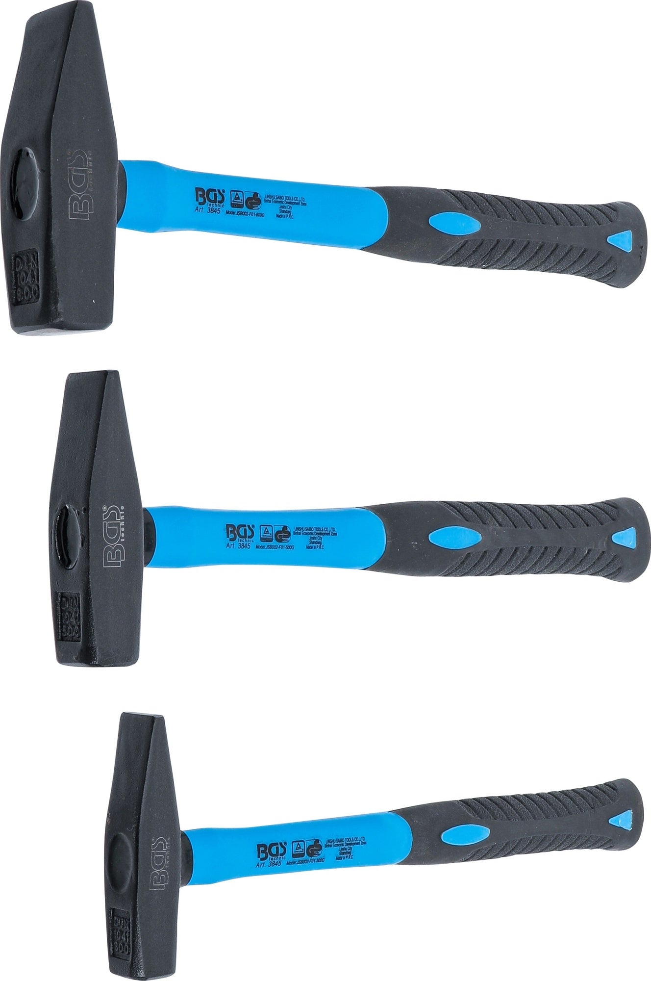 BGS 3845 Schlosserhammer Fiberglasstiel DIN 1041 Kopfgewicht 300g 500g 800g 3 teilig