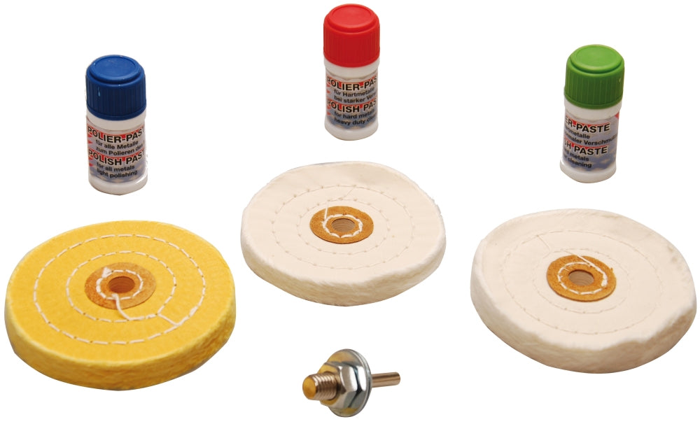 BGS 3991 Poliersortiment 7 teilig 3 x Polierscheiben 3 x Polierpaste