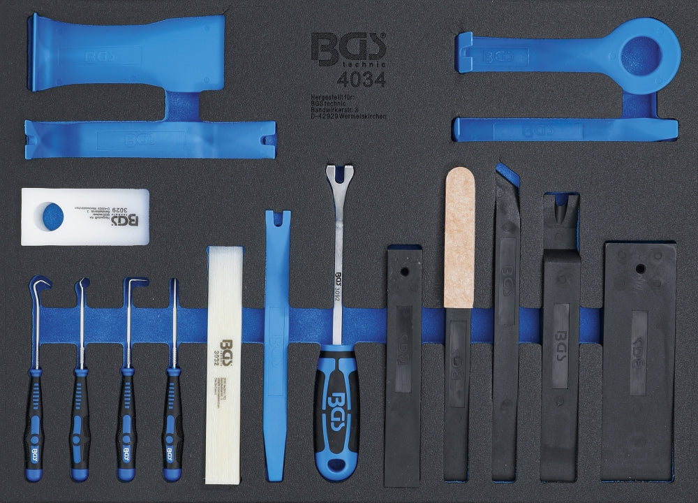BGS 4034 Satz Lösewerkzeuge, Montagekeile und Haken 17 teilig Werkstattwageneinlage 3/3