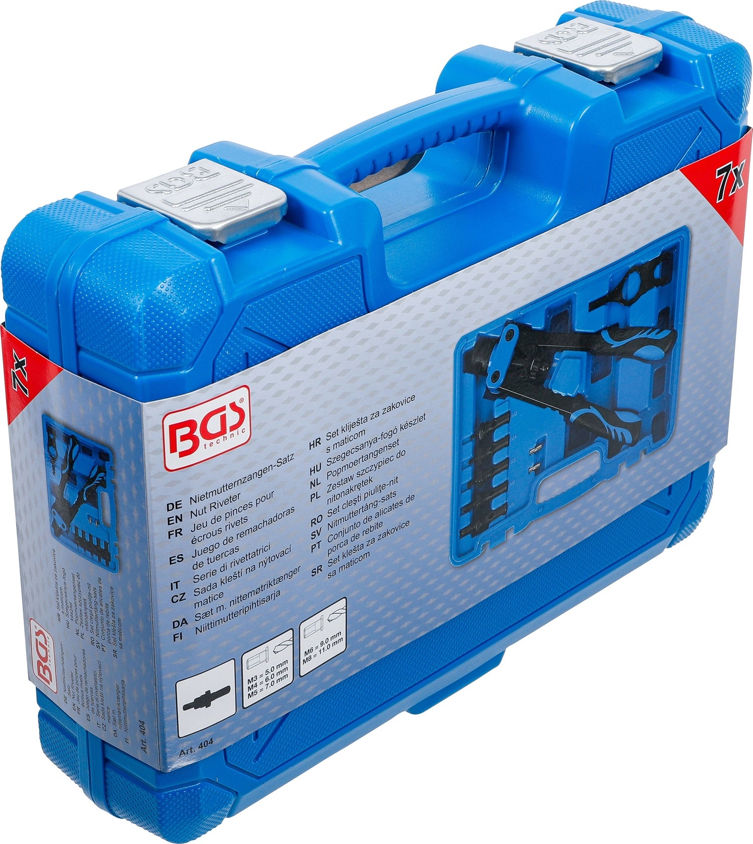 BGS 404 Satz Nietzange für Nietmuttern M3 - M4 - M5 - M6 - M8 7 teilig