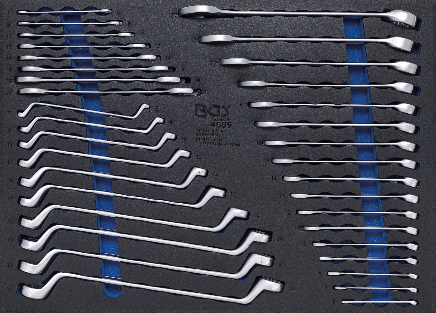 BGS 4089 Satz Ringschlüssel Maulschlüssel Werkstattwageneinlage 3/3  kaltgeschmiedet