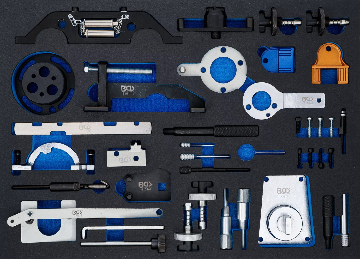 BGS 4138 Satz Einstellwerkzeug für Motor Opel Chevrolet Saab Fiat Lancia Suzuki Ford, Werkstattwageneinlage 3/3