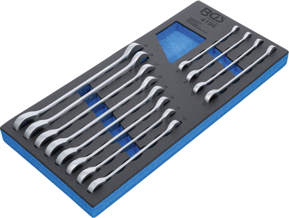 BGS 4196 Satz Ratschenringmauschlüssel SW 8-19mm Werkstattwageneinlage 1/3 12 teilig