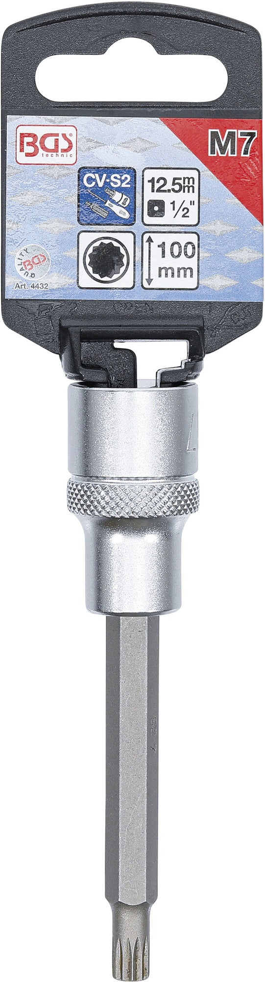 BGS 4432 Biteinsatz Innenvielzahn XZN Einsatz M7 Länge 100mm Antrieb 12,5mm (1/2")