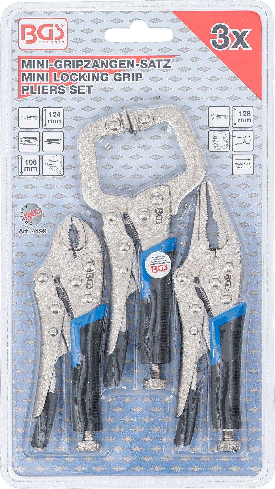 BGS 4499 Satz Mini Gripzangen 3 teilig