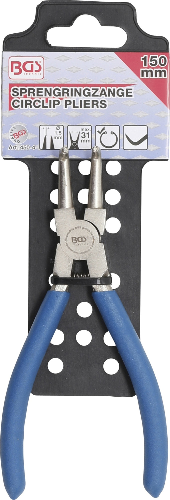 BGS 450-4 Sprengringzange abgewinkelt für Innensprengringe Länge 150mm