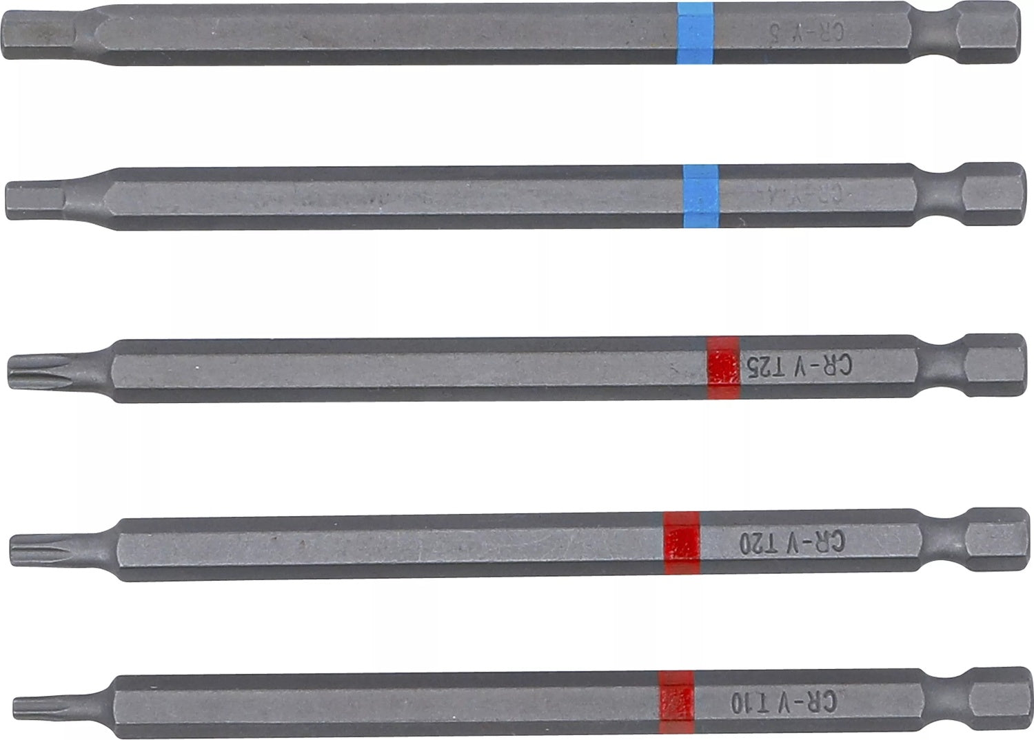 BGS DIY 4836 Bit Satz Außensechskant 6,3mm (1/4") Innensechskant T-Profil (für Torx) Länge 110mm 5 teilig