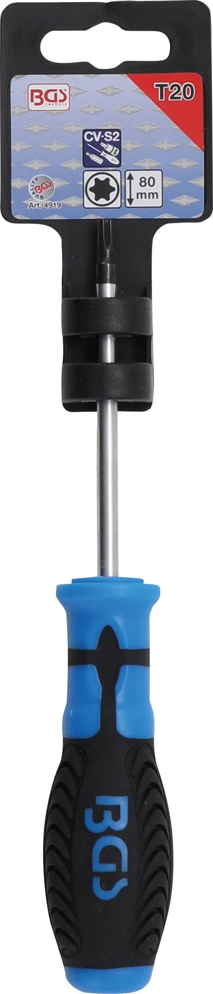 BGS 4919 Schraubendreher T20 Abtrieb T-Profil (für Torx) Klingenlänge 80mm