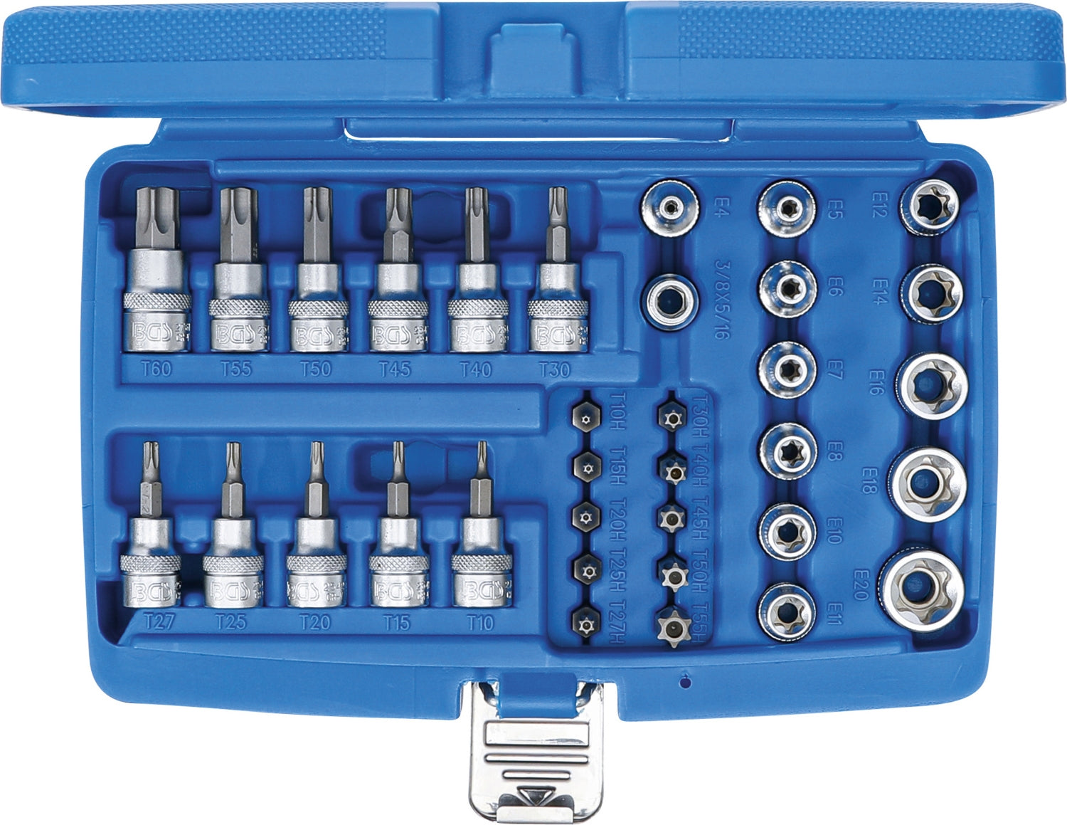 BGS 5021 TORX Satz 34tlg Nüsse Innen und Aussen E4-E20 + Bits T10-T60 10mm(3/8")