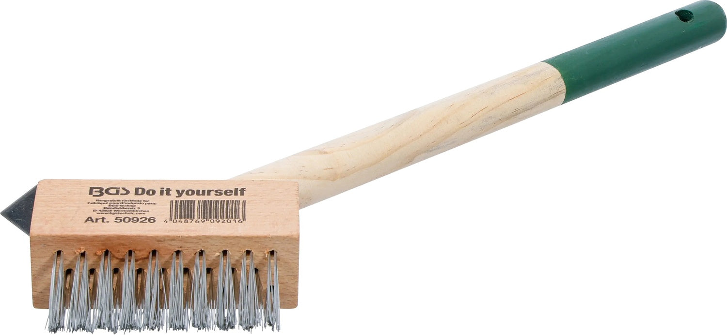 BGS DIY 50926 Unkraut Fugen-Drahtbürste kurzer Stiel mit Kratzer Stiellänge 300mm