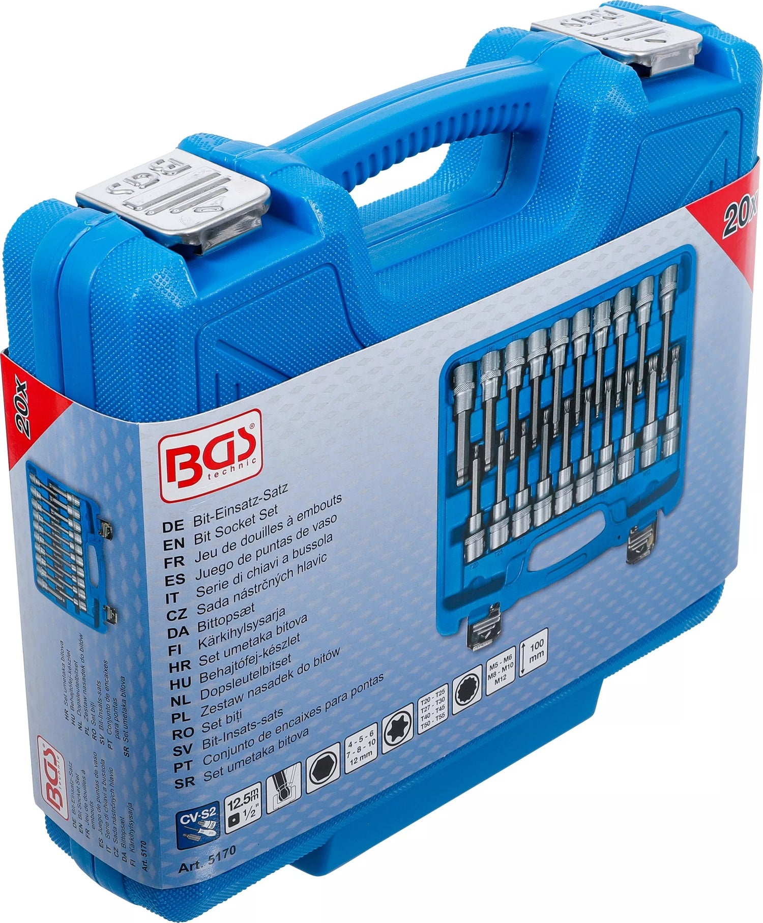 BGS 5170 Satz Biteinsätze Innenvierkant 12,5mm (1/2") Innensechskant T-Profil (für Torx) Innenvielzahn (für XZN) mit Kugelkopf