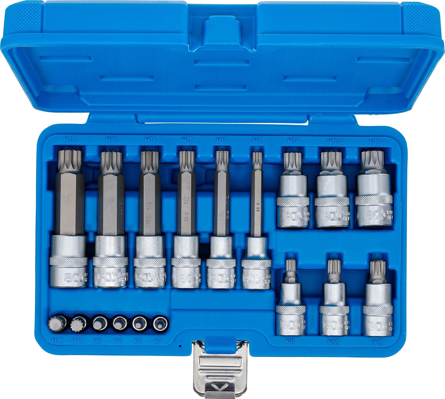 BGS 5172 Satz Biteinsätze Innenvielzahn (für XZN) Antrieb 6,3mm (1/4") 12,5 mm (1/2") 18 teilig