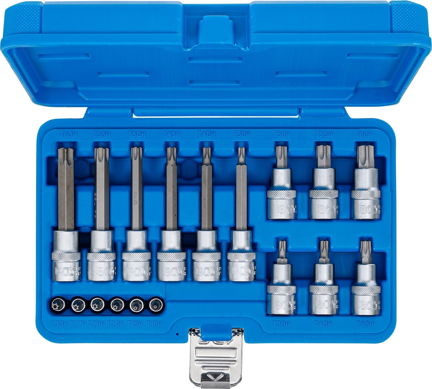 BGS 5174 Satz Biteinsätze T-Profil (für Torx) mit Bohrung Antrieb 6,3mm (1/4") 12,5 mm (1/2") 18 teilig