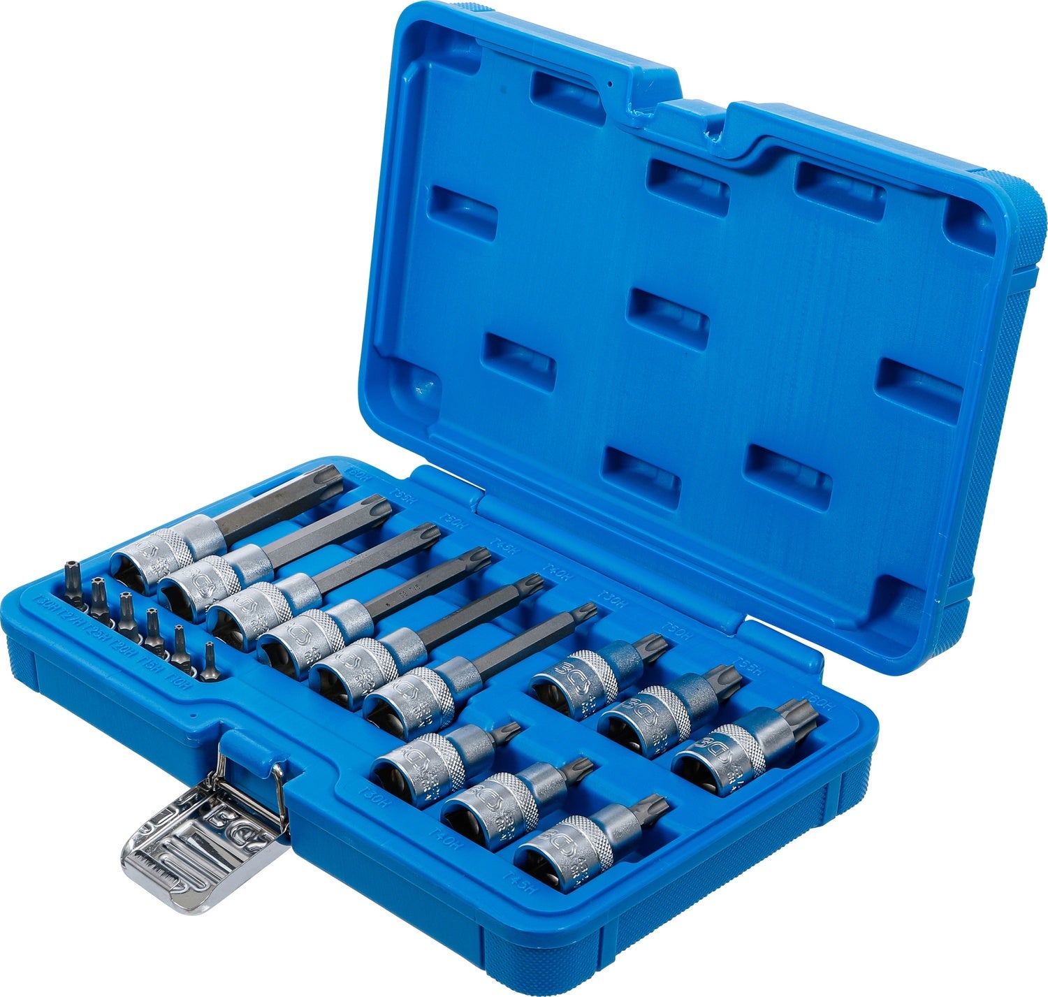 BGS 5174 Satz Biteinsätze T-Profil (für Torx) mit Bohrung Antrieb 6,3mm (1/4") 12,5 mm (1/2") 18 teilig