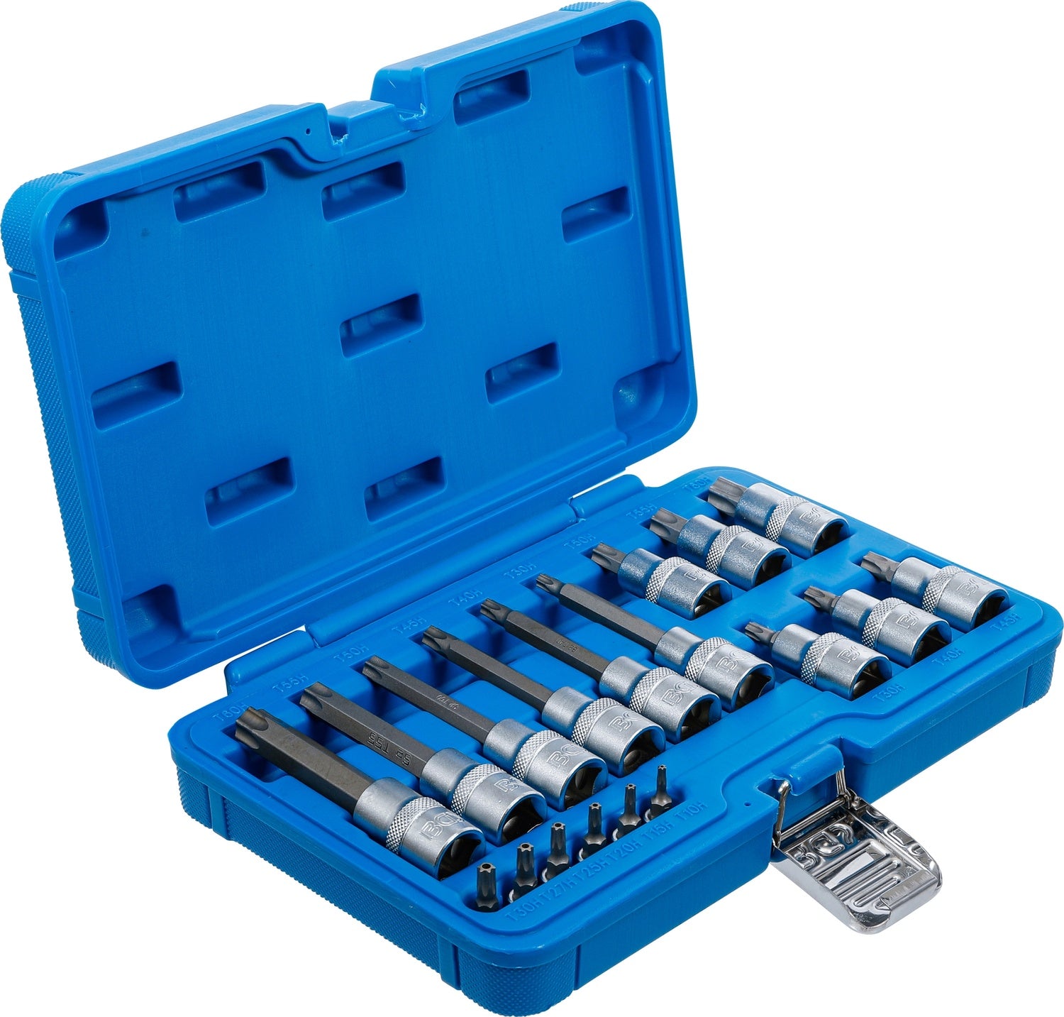 BGS 5174 Satz Biteinsätze T-Profil (für Torx) mit Bohrung Antrieb 6,3mm (1/4") 12,5 mm (1/2") 18 teilig