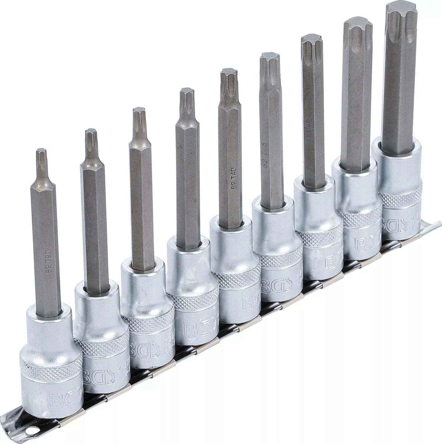 BGS 5177 Satz Biteinsätze T-Profil (für Torx) T20 - T60 Antrieb Innenvierkant 12,5mm (1/2")